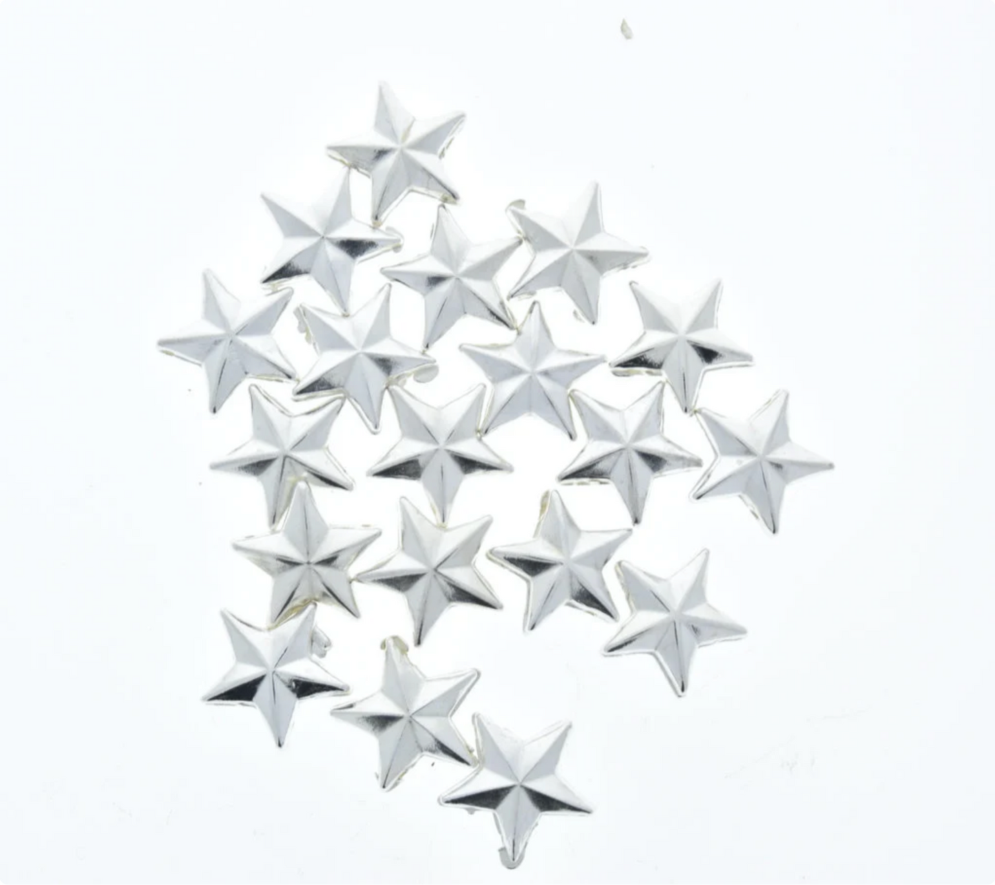 Lone Star beads, silver plate, 17mm, 19 beads