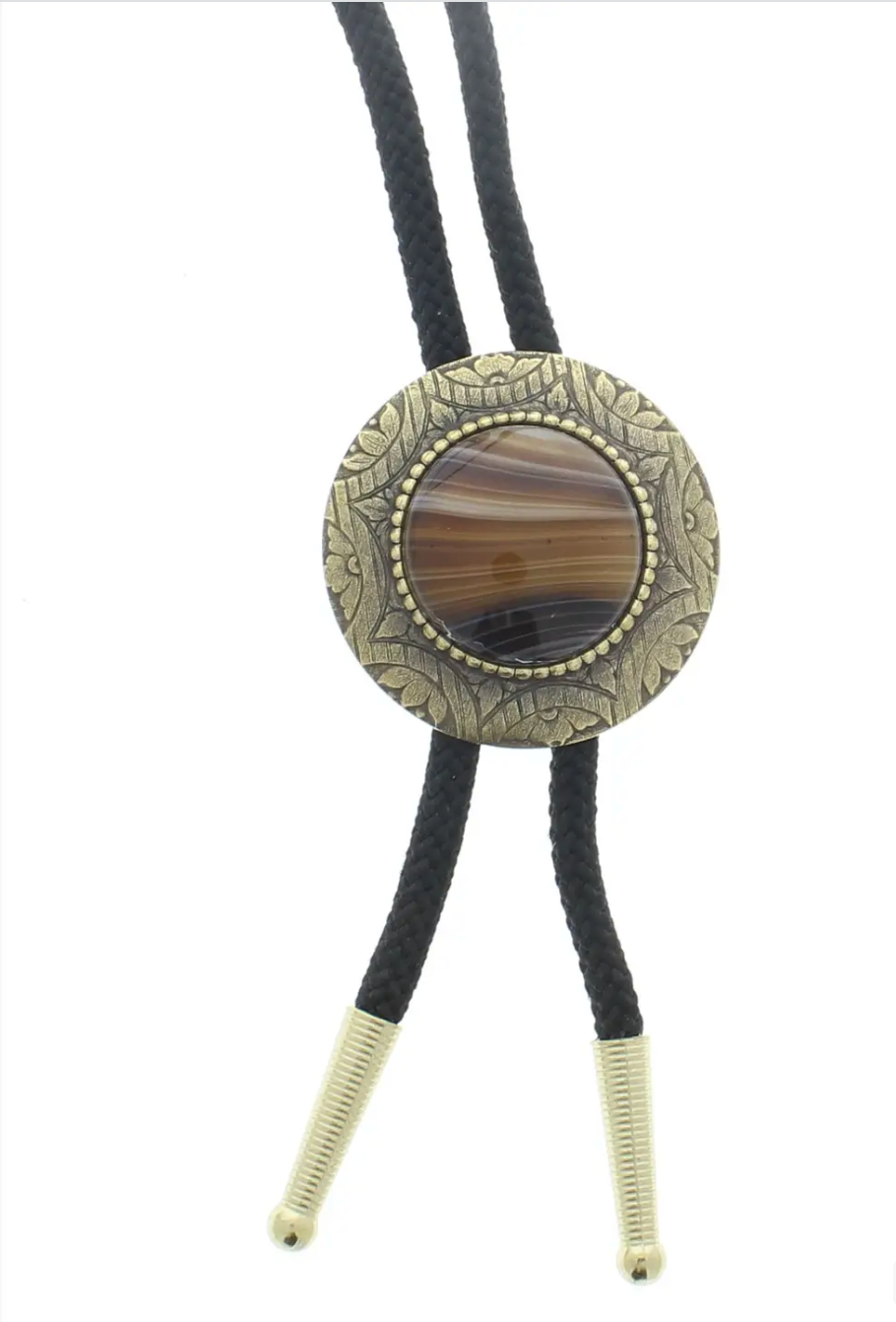 Porphyr Smoke Topaz Glass Cabochon Bolo Tie – 25mm Round Med