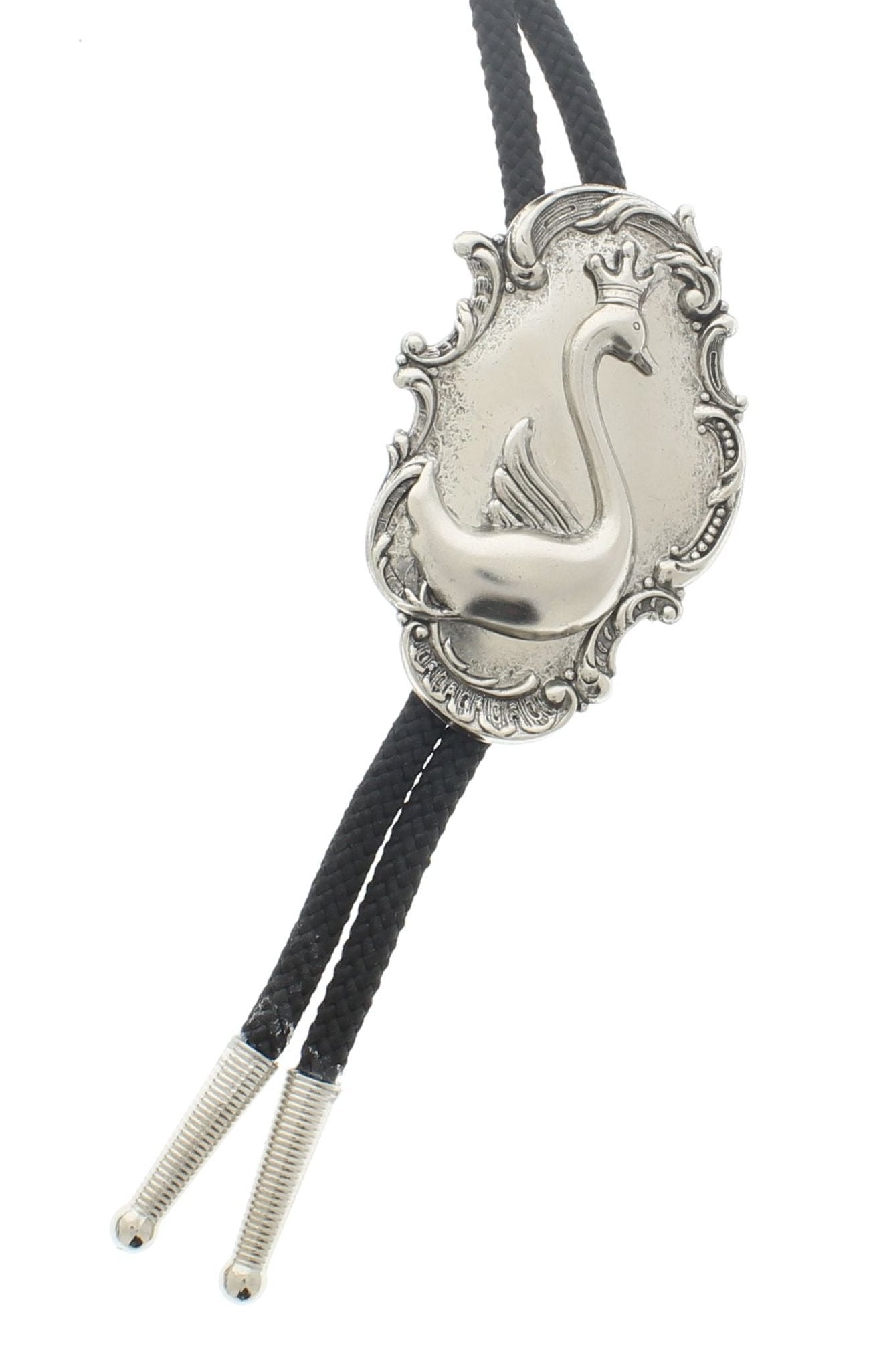 64mm x 41mm Royal Swan Bolo Tie, silver tips, made in USA, each