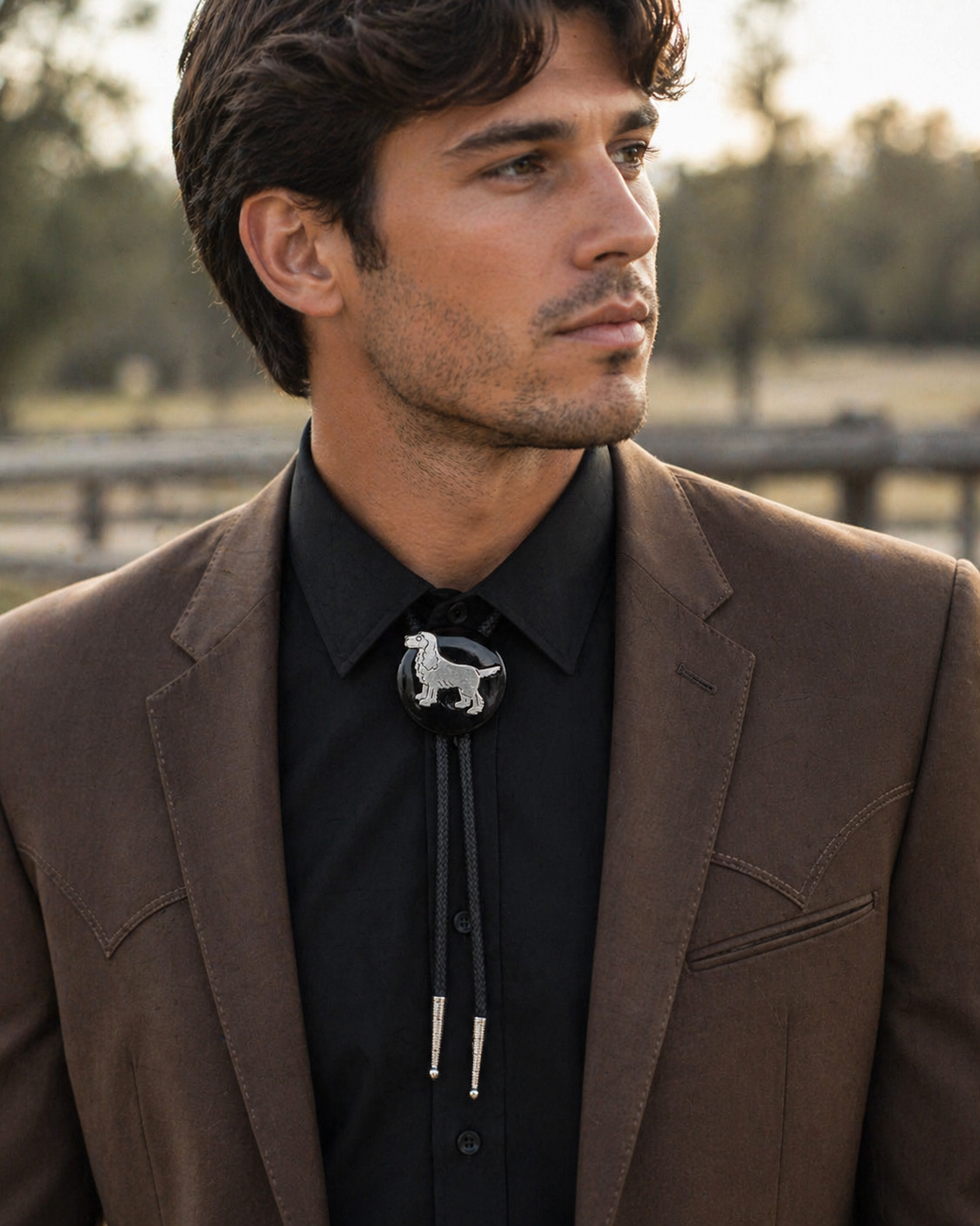 42mm Silver Setter Bolo Tie, made in USA, each