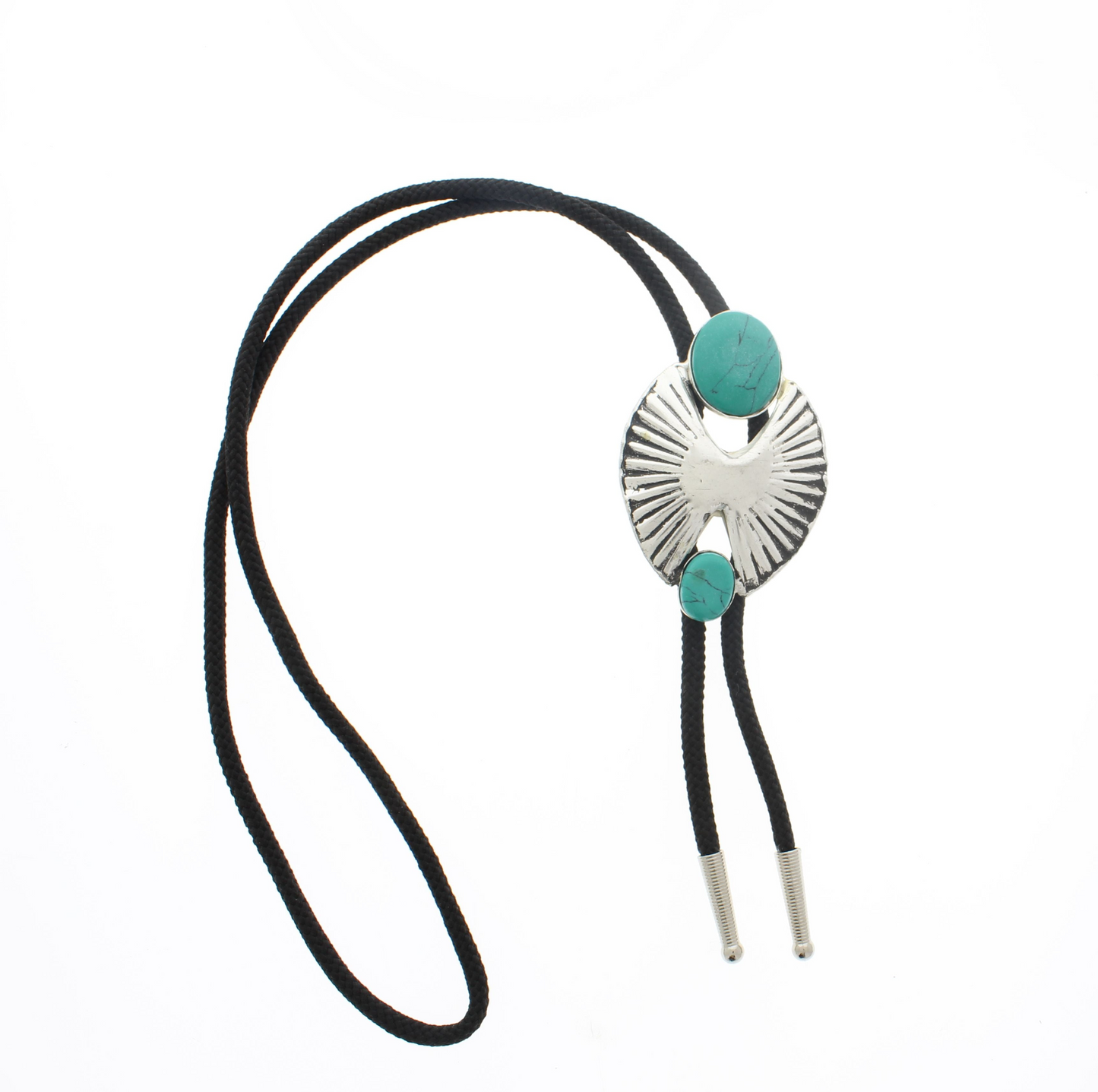 Turquoise Two Stone Bolo Tie, 36" cord, made in USA, each