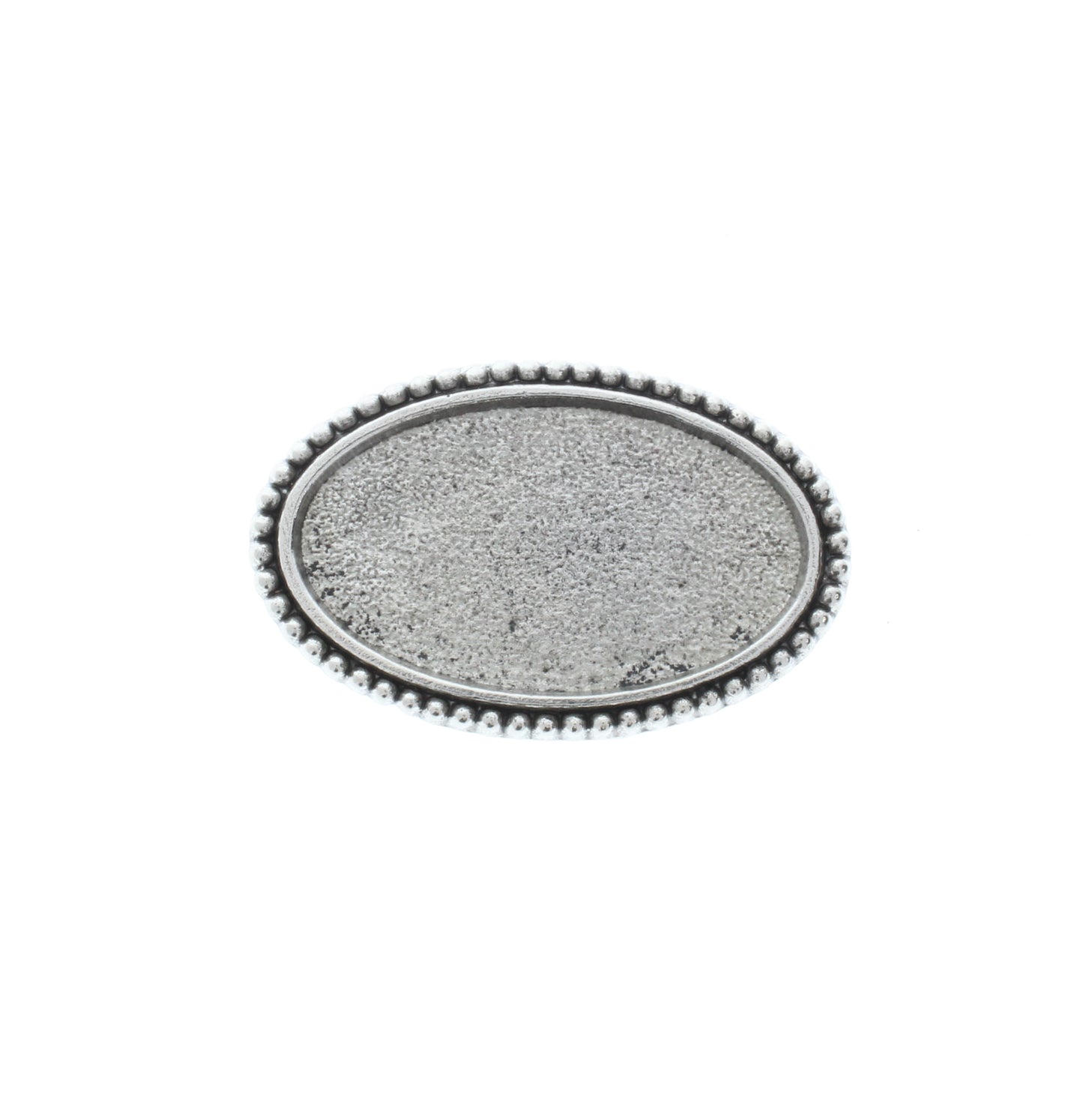 Oval Belt Buckle Base w/Beaded Border, ea