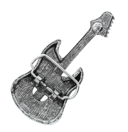 Textured Electric Guitar Belt Buckle, Antique Silver, each