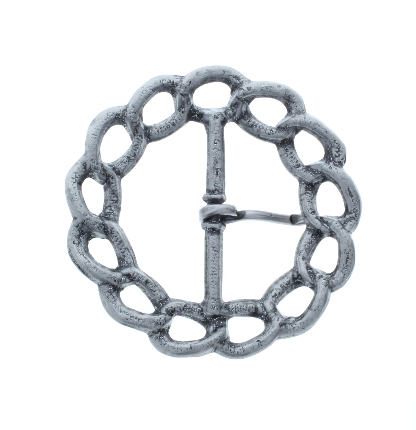 Round Double Chain Buckle, Antique Silver, each