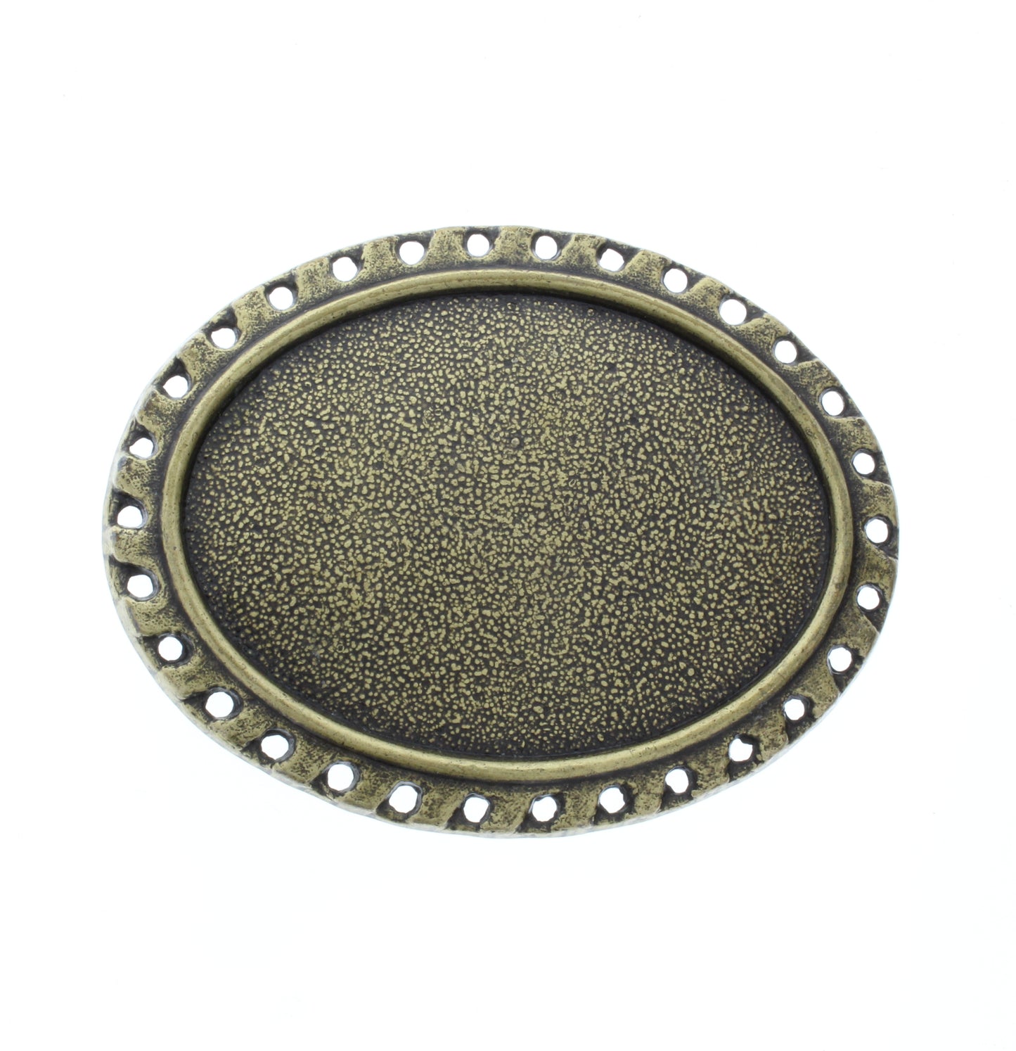 Oval Belt Buckle Base w/Hole-Puncture Border, each