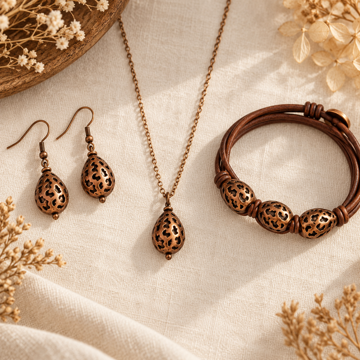 Antique Copper Filigree Teardrop Beads, 20x13mm, Pierced Metal Beads, Approx. 15 Beads per Strand, Jewelry-Making Supplies