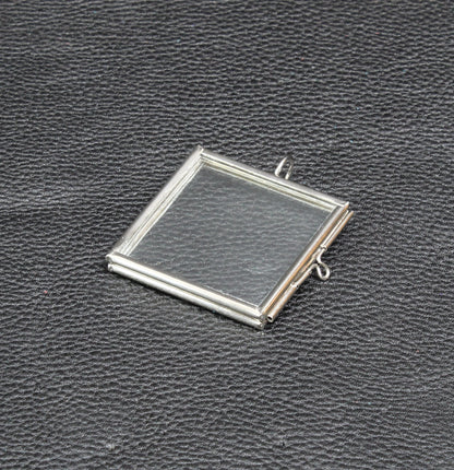 Glass Frame Lockets, Brass Square w/Finish, Pack of 6