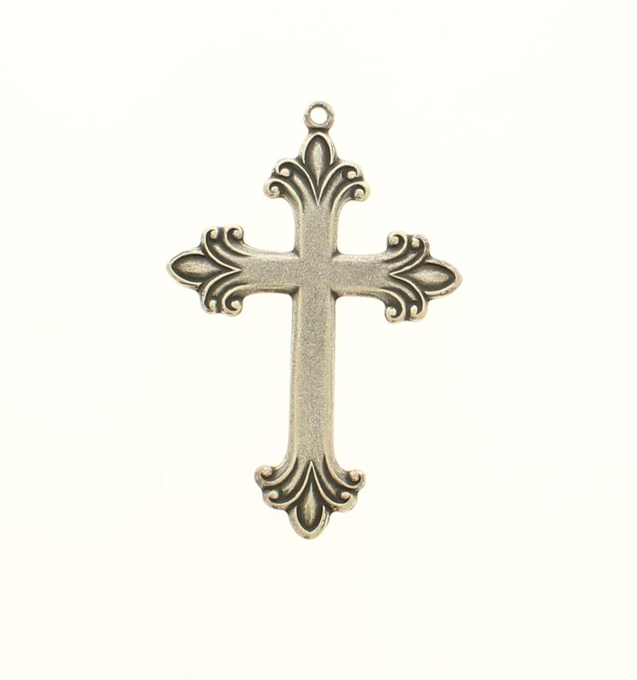 62mm Cross Pendants, Classic Silver, Pack of 3