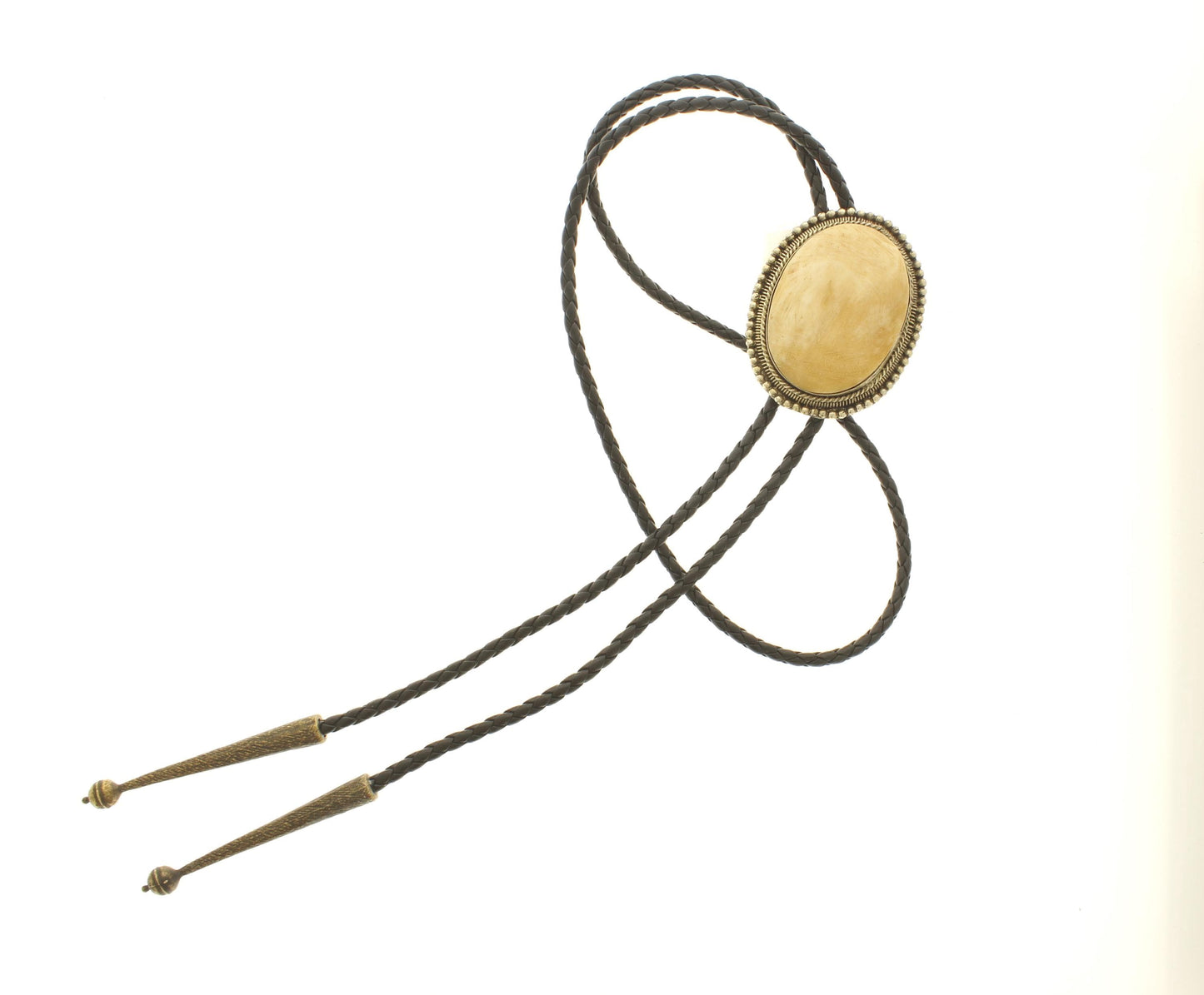 55mm x 43mm Vintage Ivory Stone Bolo Tie, made in USA, each