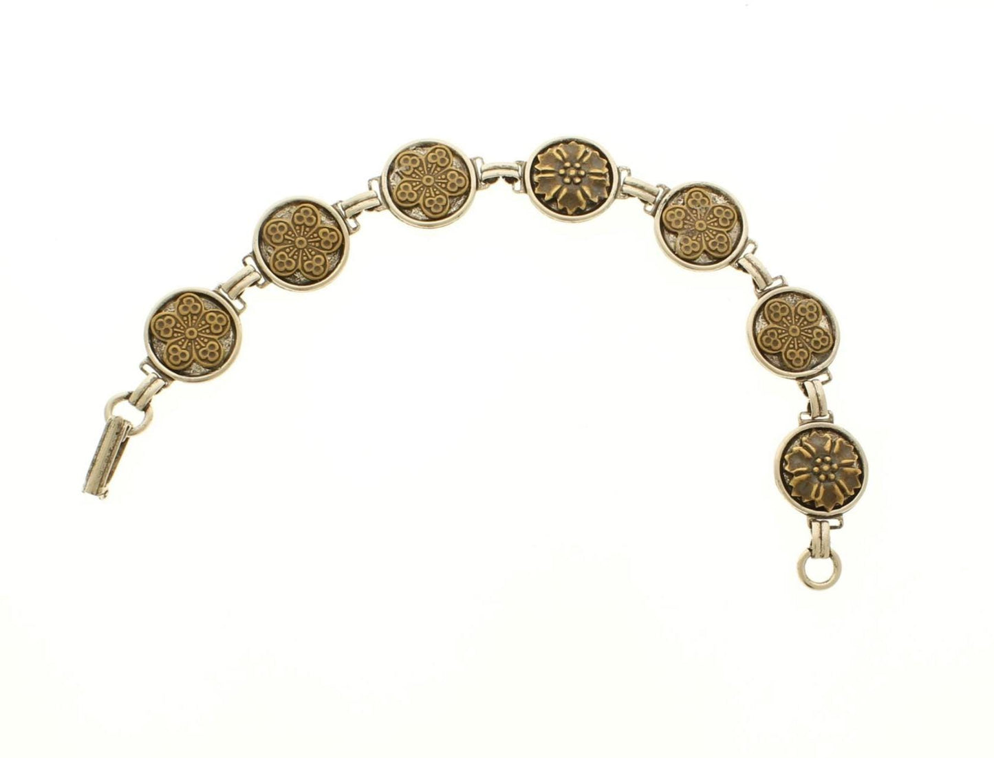 Vintage Floral Medallion Link Bracelet, made in USA, each