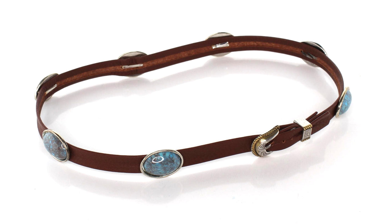 Turquoise Concho Western Leather Hat Band, made in USA, each