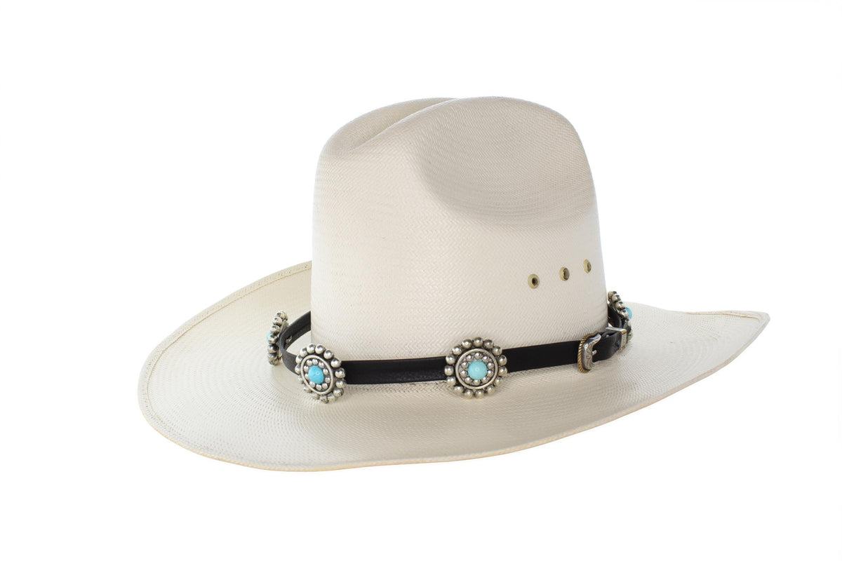 Turquoise Concho Western Leather Hat Band, made in USA, each