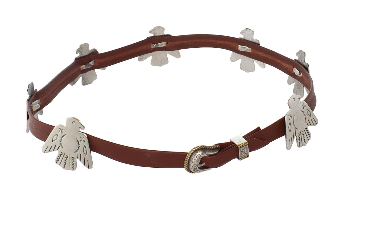 Western Thunderbird Concho Leather Hat Band, made in USA, each