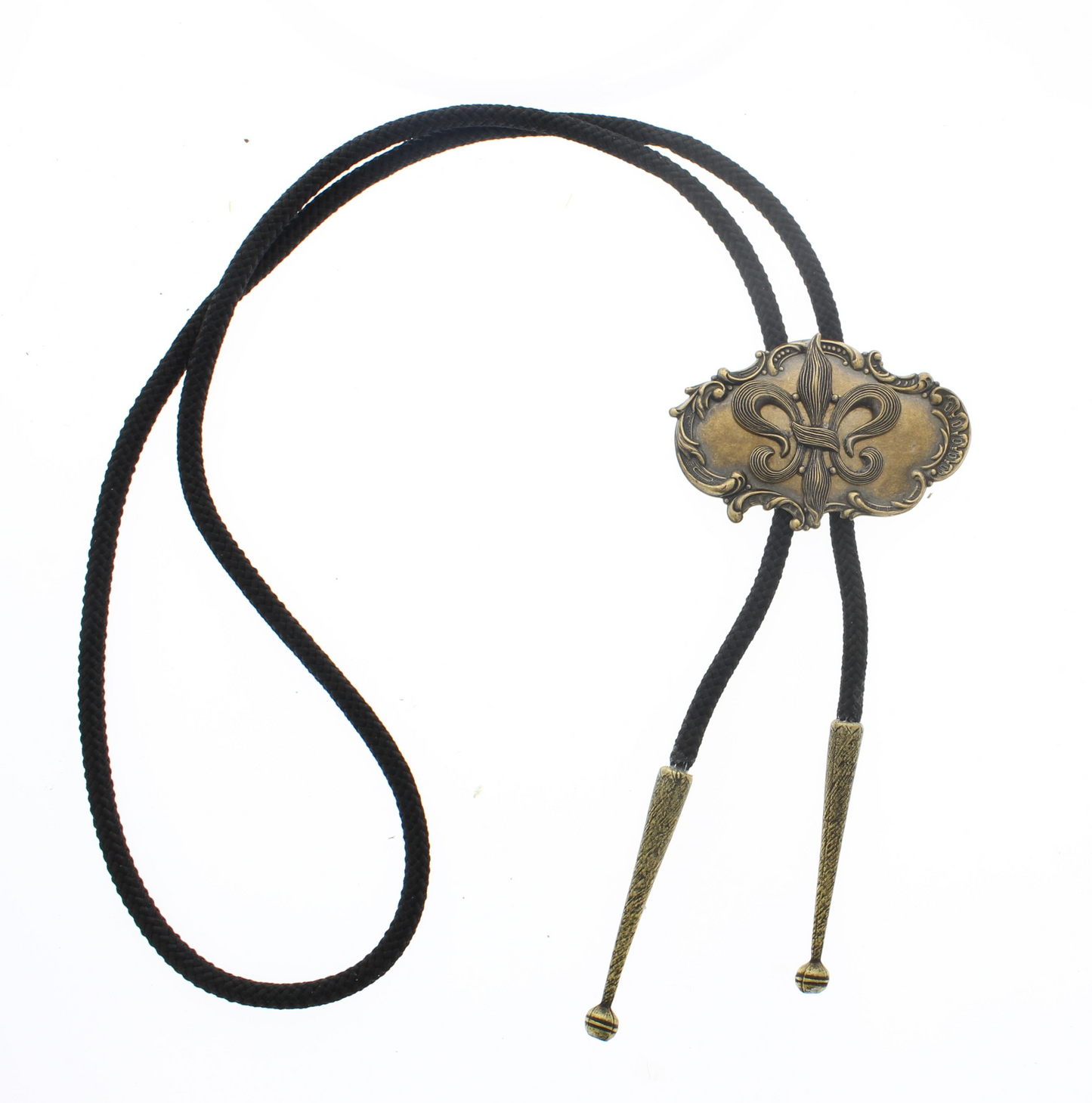 41mm x 64mm Antique Gold Victorian Style Fleur De Lis Bolo Tie, made in USA, each