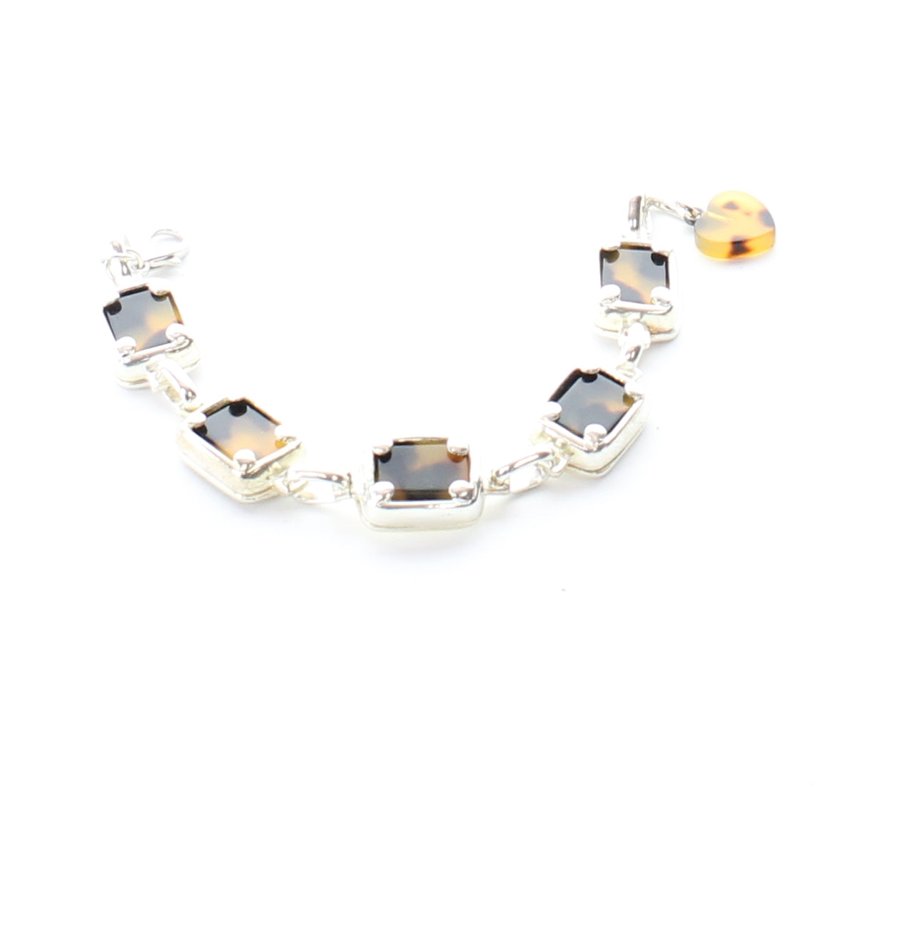 Bracelet Link 20x17mm Vintage Lucite Tortoise and Sliver Link/Connector, ea