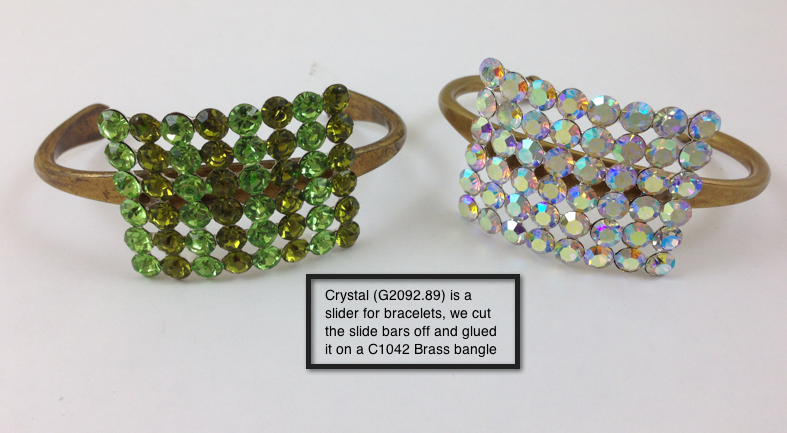 Bracelet Slide Crystals, Peridot Crystal AB