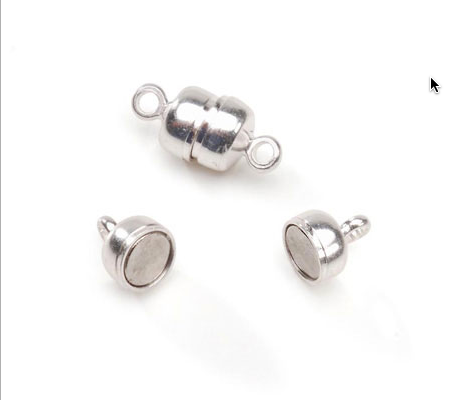 Magnetic Clasp, 5mm x 11mm silver , 5 pcs per package