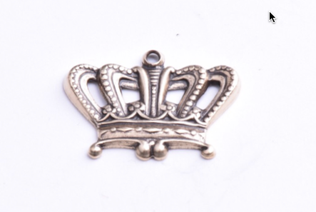 Crown Charm with Ring, 23mm x 17mm USA Brass, 6pc