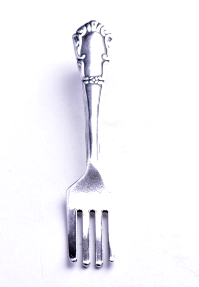 2.5" Keep Your Fork Lapel Pin, Classic Silver, Each