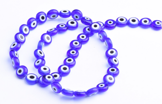 Art Glass beads, 8mm, Blue , 15inch strand