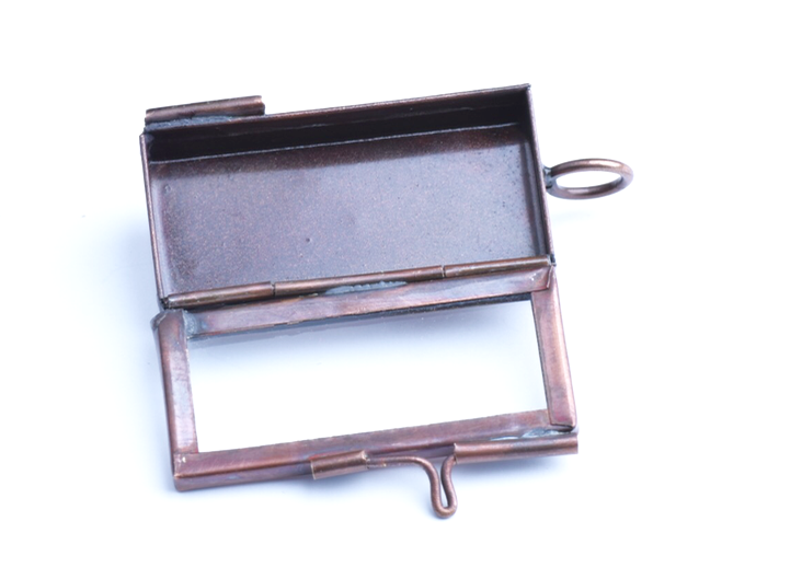 1.58 inch Rectangle Shadow Box Pendant Vintage Copper Locket-PK/2