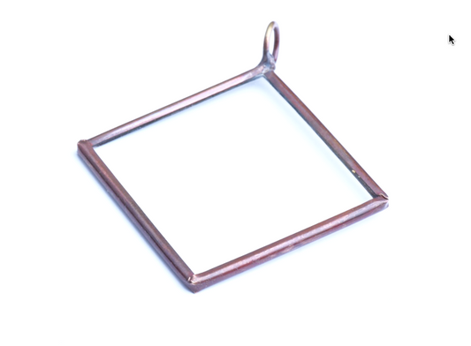 2.25" Diagonal Square, vintage copper, Our Glass Frame Pendants, pack of 6