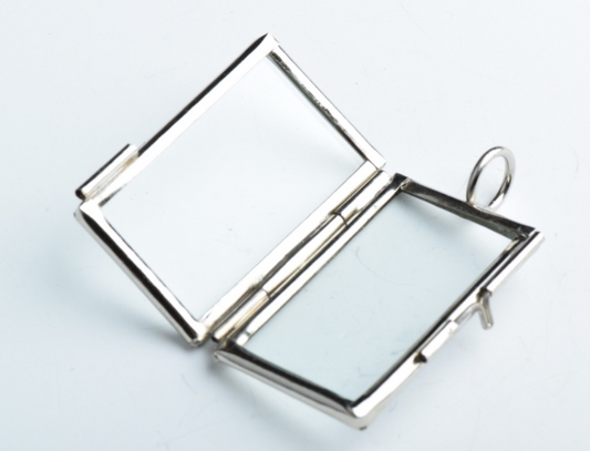 Rectangle, Silver - Our Glass Frame Pendants, 6 pack