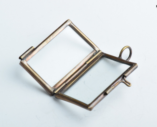 1x1.62in Rectangle, Vintage Brass - Our Glass Frame Pendants-pkg/6