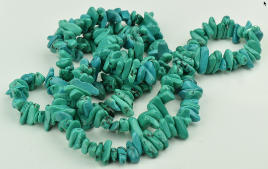 9mm Turquoise Chip Beads, Semi-Precious 36 inch Strand