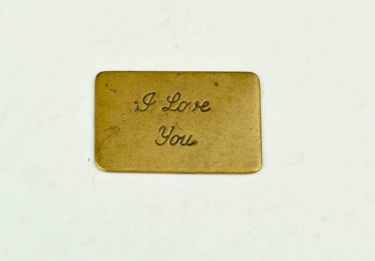 Charm tag with stamped I love you sold 3 ea