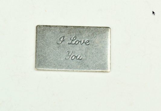 Charm Tag I love you antique silver , 3 each