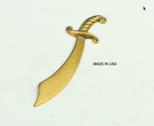 Ottoman Sword Charm 3 inch Sword Charm, Vintage Gold sold in pack of 6