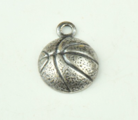 Basketball charm antique silver