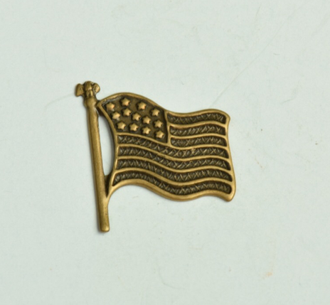 American Flag stamping Antique gold finish, 6 each