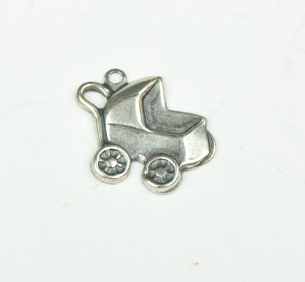 Babby Buggy Charm antique silver finish sold 6 each