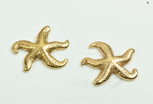Star Fish charm, gold plated, sold 6 each