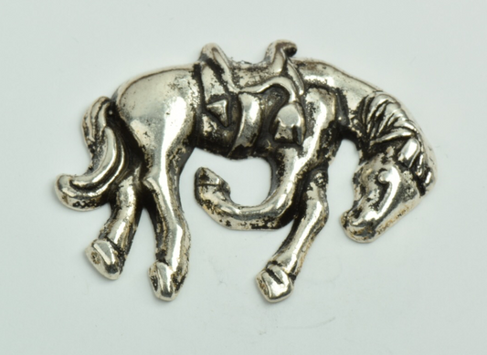 56mm Bucking Horse with Saddle Pendant Finding, silver Flat back Charm, pack of 3