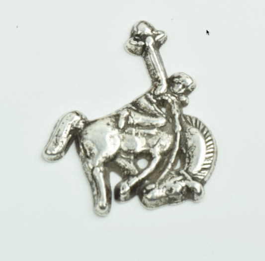 36mm Bronc Buster Charm, Antique Silver, pack of 6