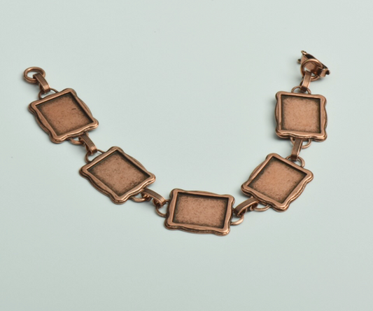 7" Antique Copper Frame Tag Bracelet, ea