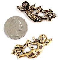 Angel Cherub with Flowers Stampings Charms, gold, pkg/6,43mm 04615G/R