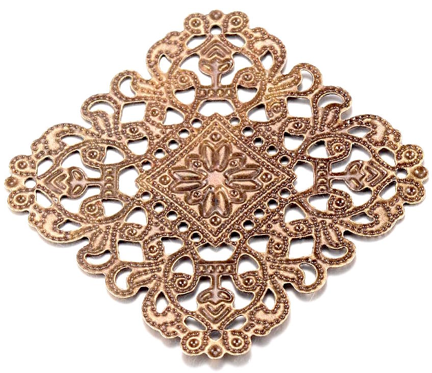 51mm Royal Filigree Rhombus, Antique Gold, Pack of 12