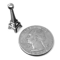 24mm Eiffel Tower 3D Charm, Classic Silver, pack of 12