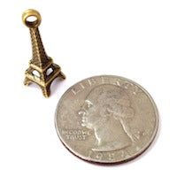 24mm Eiffel Tower 3D Charm, Vintage Bronze, pack of 12