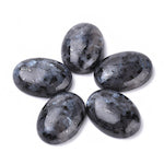 25mm Natural Labradorite Gemstone Cabochons, SemiPrecious Black Opalescent Cab, Flat Back, pack of 2