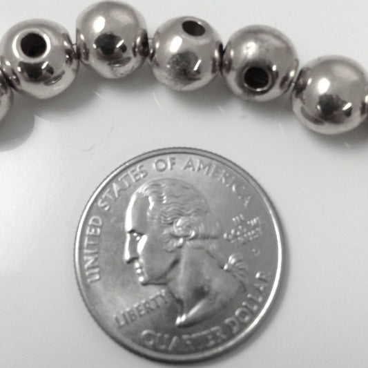 Bright Silver Finish 10mm, 3 hole bead, 12 each