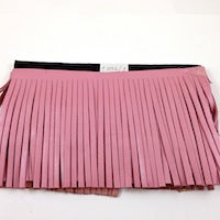 5" Leather Fringe, rose pink, on 1/2"border, sold by ft.