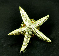 Starfish Pin lapel pin , Bright Gold, pk 6