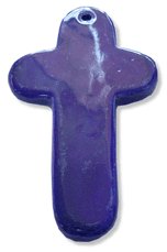 3in Dark Blue Ceramic Cross Pendant, ea.