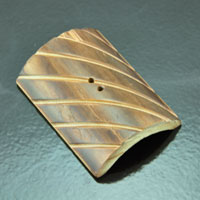 53x38mm Dark Diagonal Lines Bamboo Buttons, pk/6
