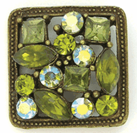 20mm Olivine/Olivine AB Swarovski Crystal Antique Gold Button ea